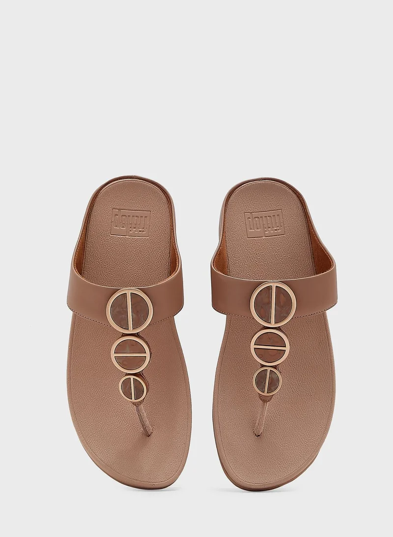 FitFlop Halo Metallic Trim Toe Post Sandals