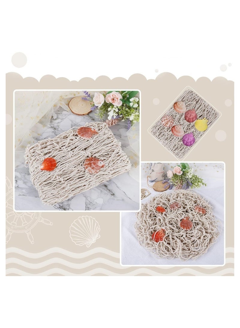 Bukela Decorative Fishing Net with SeaShells 1.5M*2M Nautical Fish Net Decoration Mediterranean Style Hanging Photo Netting Wall Hanging Decor for Party Home - Image 3