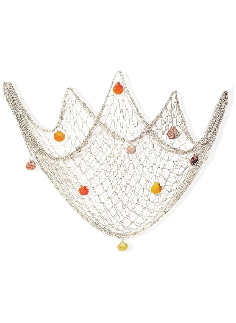 Bukela Decorative Fishing Net with SeaShells 1.5M*2M Nautical Fish Net Decoration Mediterranean Style Hanging Photo Netting Wall Hanging Decor for Party Home - Image 1