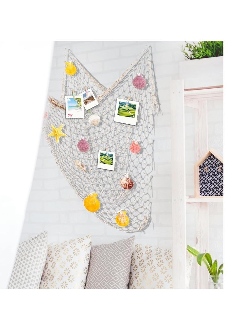 Bukela Decorative Fishing Net with SeaShells 1.5M*2M Nautical Fish Net Decoration Mediterranean Style Hanging Photo Netting Wall Hanging Decor for Party Home - Image 4