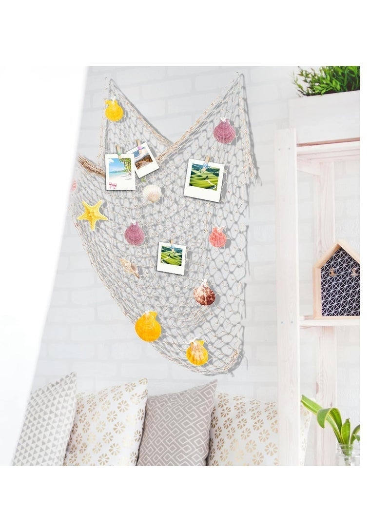 Bukela Decorative Fishing Net with SeaShells 1.5M*2M Nautical Fish Net Decoration Mediterranean Style Hanging Photo Netting Wall Hanging Decor for Party Home - Image 5