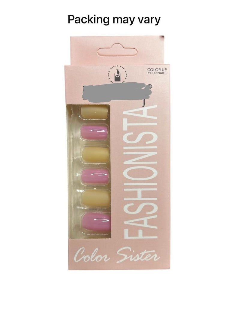 عبوة مكونة من 12  قطعة من اظافر صناعية  - تصميم مميز لاصق دبل فيس