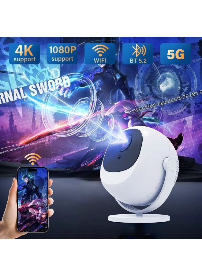 TANMASHI 360° Smart Projector 4K Full HD WiFi Bluetooth, Auto-Focus Spherical Mini Projector with 360 Stand, Portable Projector 4K Support, Smart Projector Auto Keystone, Flagship Laser Projector Style Cinema - Image 2
