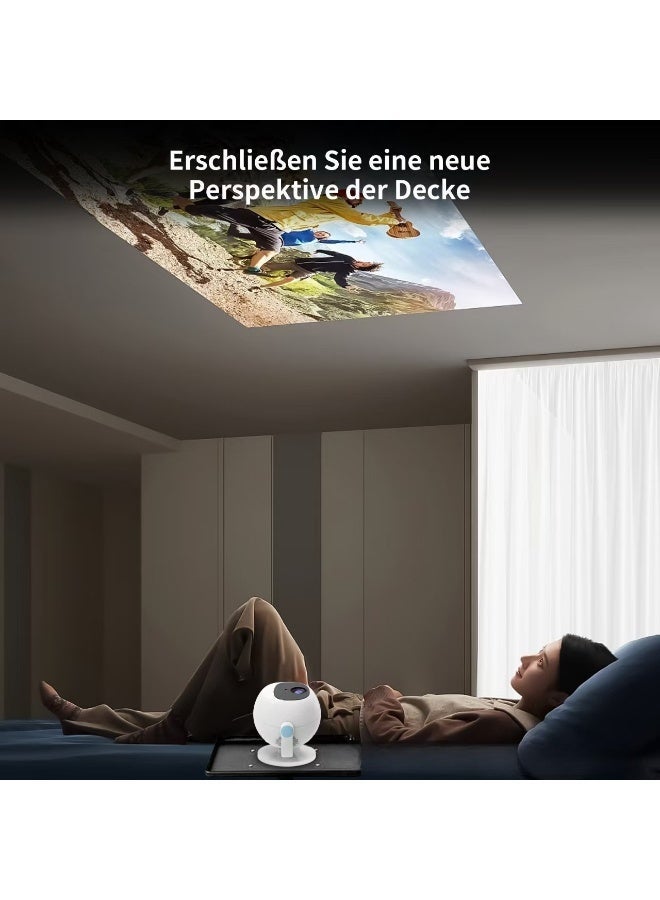 تانماشي بروجكتر  ذكي مع تركيز تلقائي، سينما منزلية مع واي فاي 6 وبلوتوث، عرض للسقف بدوران 360 درجة، بروجكتر محمول لغرفة النوم والألعاب - Image 5