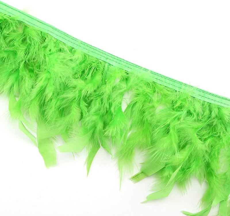 Sowder Turkey Feathers Trim Fringe for Party Wedding Dress Sewing Crafts Costumes Decoration Pack of 2 Yards (Lime Green) - Image 1