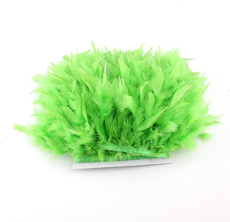 Sowder Turkey Feathers Trim Fringe for Party Wedding Dress Sewing Crafts Costumes Decoration Pack of 2 Yards (Lime Green) - Image 3