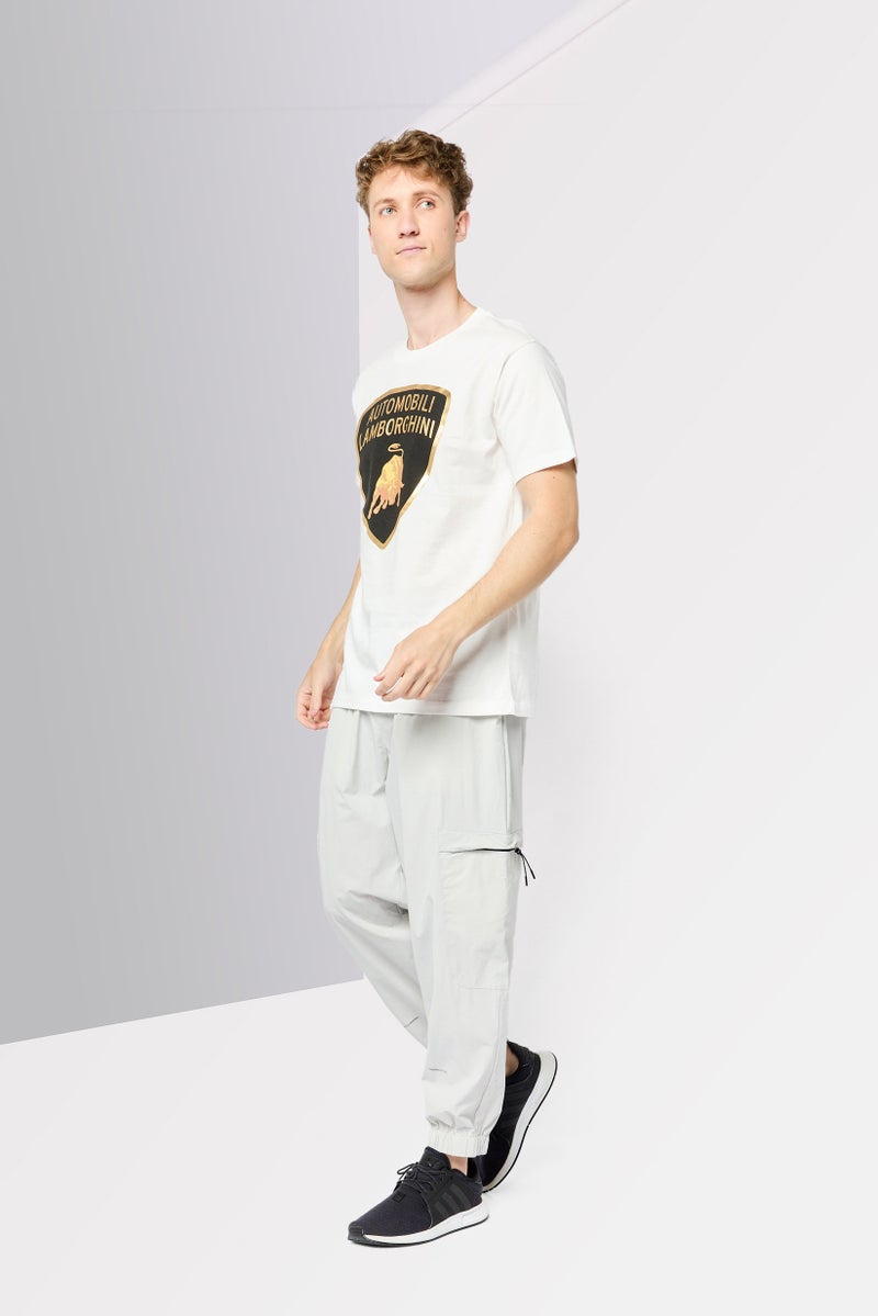 LAMBORGHINI Men Sportswear Fit Short Sleeve Outdoor T-Shirt, White  - Image 2