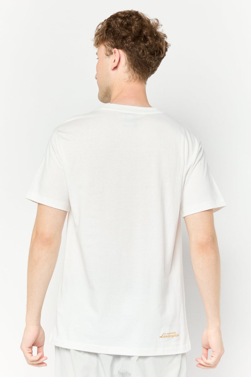 LAMBORGHINI Men Sportswear Fit Short Sleeve Outdoor T-Shirt, White  - Image 4