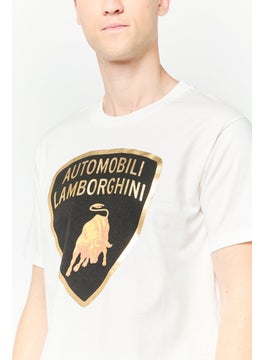 LAMBORGHINI Men Sportswear Fit Short Sleeve Outdoor T-Shirt, White  - Image 3