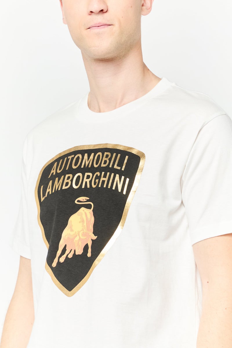 LAMBORGHINI Men Sportswear Fit Short Sleeve Outdoor T-Shirt, White  - Image 3