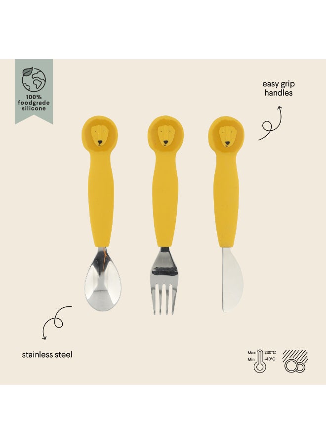 Trixie Stainless Steel Cutlery Set With Silicone Handle - Mr. Lion - Image 2