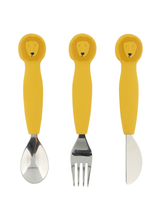 Trixie Stainless Steel Cutlery Set With Silicone Handle - Mr. Lion - Image 1
