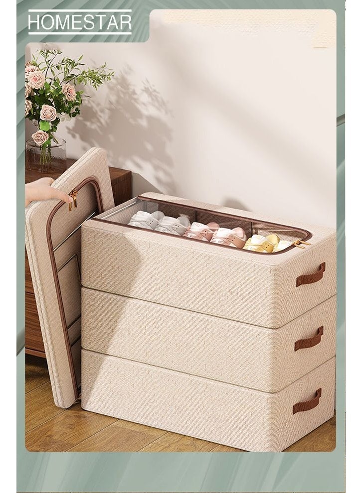 هومستر صندوق تخزين المداس مع سحابات مزدوجة، صناديق تخزين المداس المصنوعة من القماش أسفل المداس منظم التخزين حقيبة تحت السطح مع غطاء قابل للطي أسفل المداس ذات القاعدة تخزين مداس الوسادة 60×30×15 سم (2PCS) - Image 5