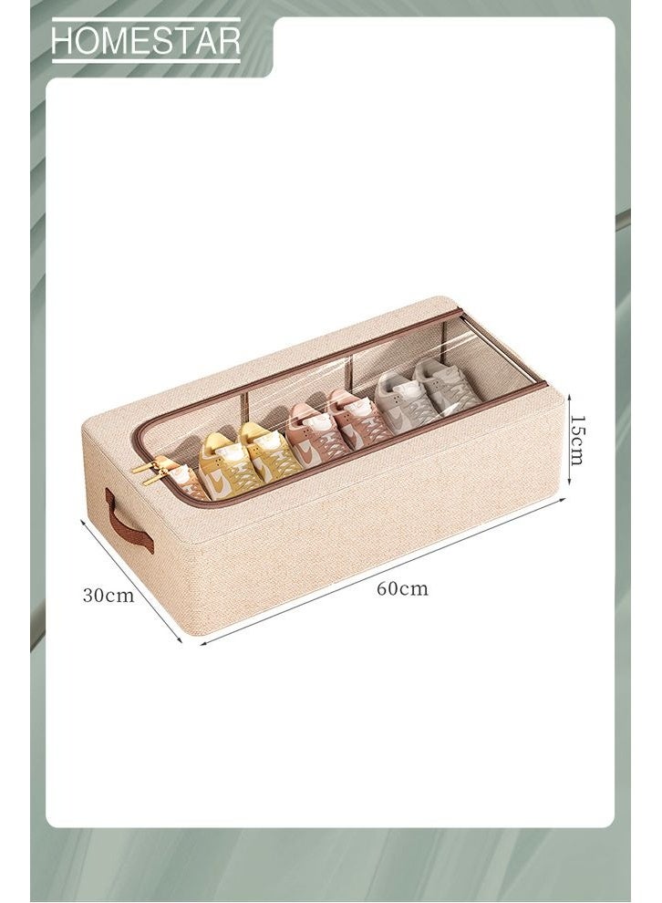 هومستر صندوق تخزين المداس مع سحابات مزدوجة، صناديق تخزين المداس المصنوعة من القماش أسفل المداس منظم التخزين حقيبة تحت السطح مع غطاء قابل للطي أسفل المداس ذات القاعدة تخزين مداس الوسادة 60×30×15 سم (2PCS) - Image 2