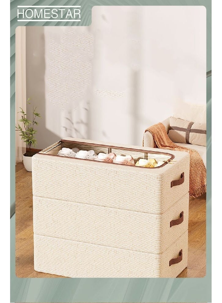 هومستر صندوق تخزين المداس مع سحابات مزدوجة، صناديق تخزين المداس المصنوعة من القماش أسفل المداس منظم التخزين حقيبة تحت السطح مع غطاء قابل للطي أسفل المداس ذات القاعدة تخزين مداس الوسادة 60×30×15 سم (2PCS) - Image 3