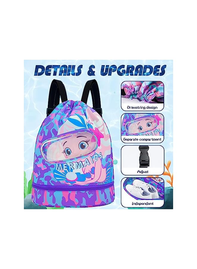 Raxoom Swimming Backpack for Kids, Dry and Wet Separation Waterproof Storage Bag Portable Drawstring Backpack for Gym Sports Beach Pool Gear Bag - Image 2