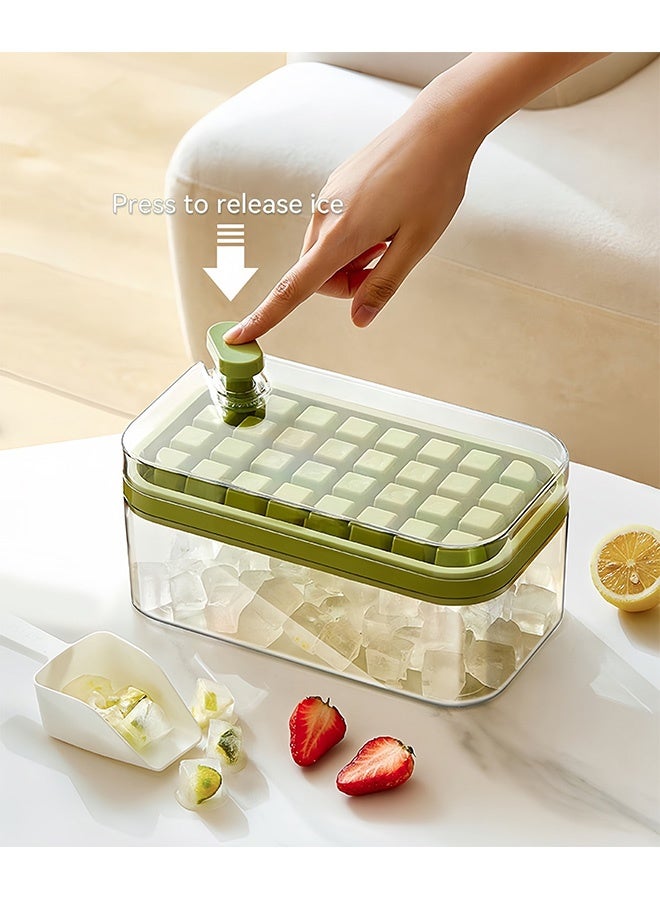 غنافوتو صينية مكعبات ثلج بغطاء وصندوق تخزين، صينية مكعبات ثلج صغيرة 64 مكعب ثلج صغير، 2 صينية مكعبات ثلج مع حاوية ومغرفة - Image 2