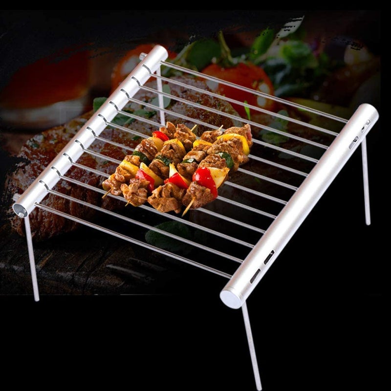 Mokshith Mokshith Portable Stainless Steel BBQ Grill Compact Folding BBQ Grill Mini Pocket Charcoal BBQ Grills Barbecue Accessories For Home Park Camping Backpacking  - Image 1
