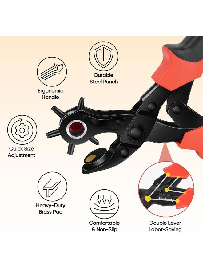 كيلا مجموعة أدوات ثقب الجلود، أداة ثقب متعددة الأحجام للأحزمة، وأشرطة الساعات، والبلاستيك، والقماش - Image 2