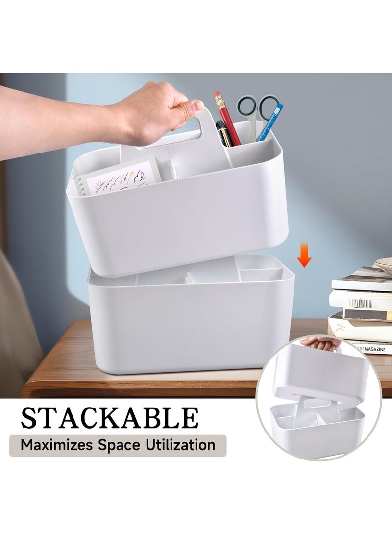 Relex Multipurpose Organizer, DIY Dividers, Portable Craft Storage Organizer, Stackable Plastic Caddy with Handle, Storage for Bathroom, Dorm, Home, Office, Makeup, Pen, etc (White) - Image 5