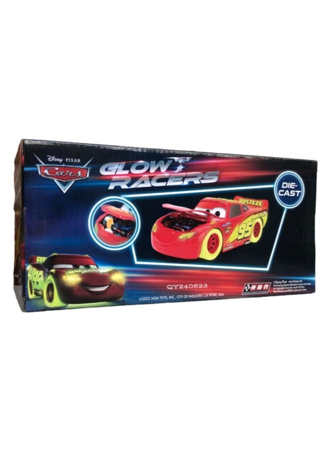 Jada Disney Pixar Cars Glow Racers Lightning McQueen Die-cast Car (1:24, Red) - Image 2