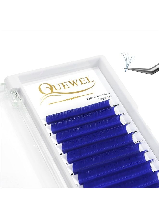 QUEWEL Easy Fan Volume Lashes .07 D Curl Blue Volume Lash Extensions 9-16mm Mixed Lash Tray Color Lashes Extension Self Fanning 2D-10D Volume Eyelash Extensions by QUEWEL (Blue 0.07 D 9-16mm) - Image 1