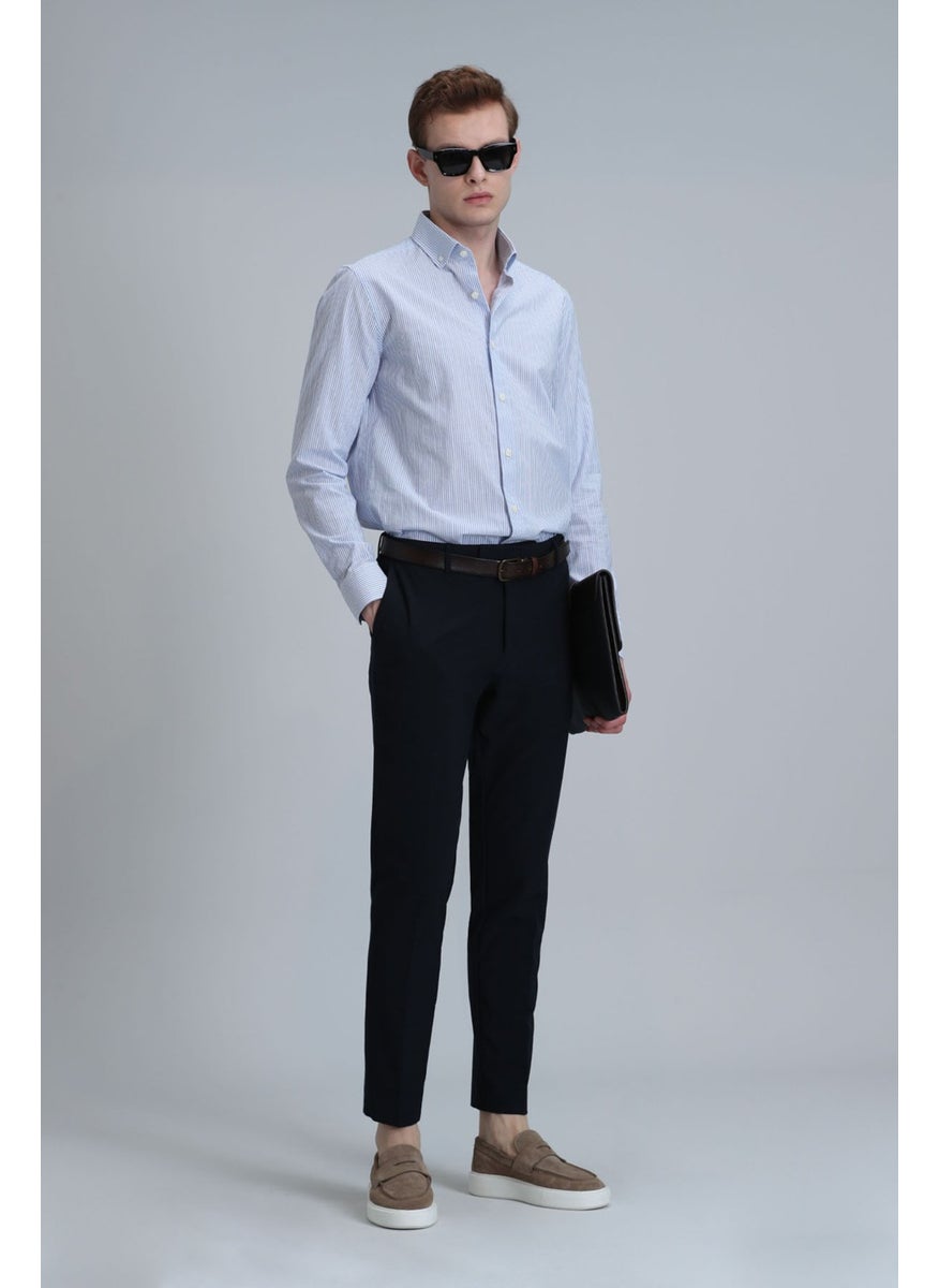 Lufian - Men's Hery Smart Chino Slim Fit Trousers 111190318 Navy Blue - Image 1