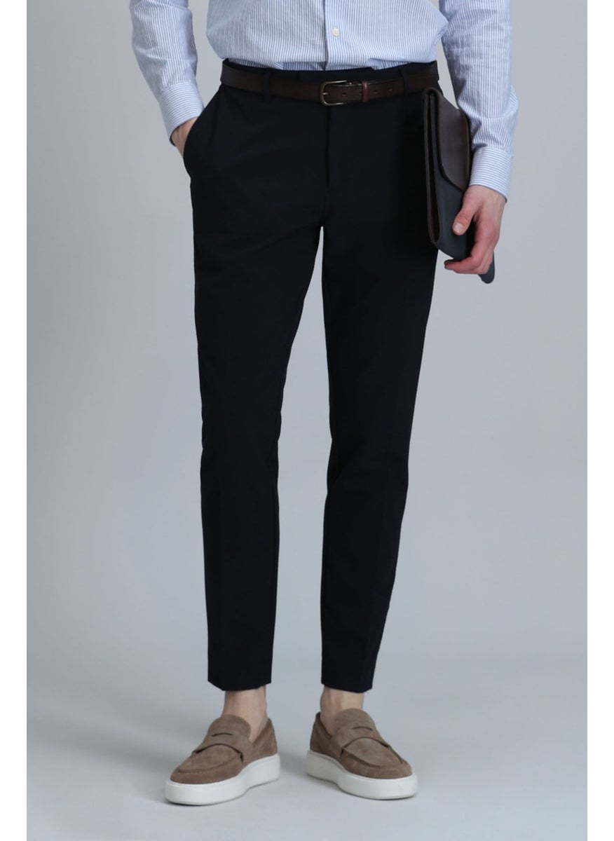 Lufian - Men's Hery Smart Chino Slim Fit Trousers 111190318 Navy Blue - Image 1