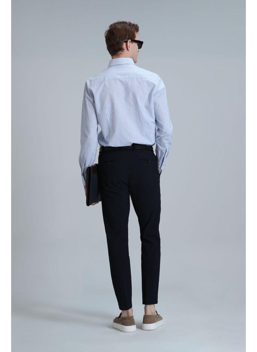 Lufian - Men's Hery Smart Chino Slim Fit Trousers 111190318 Navy Blue - Image 1