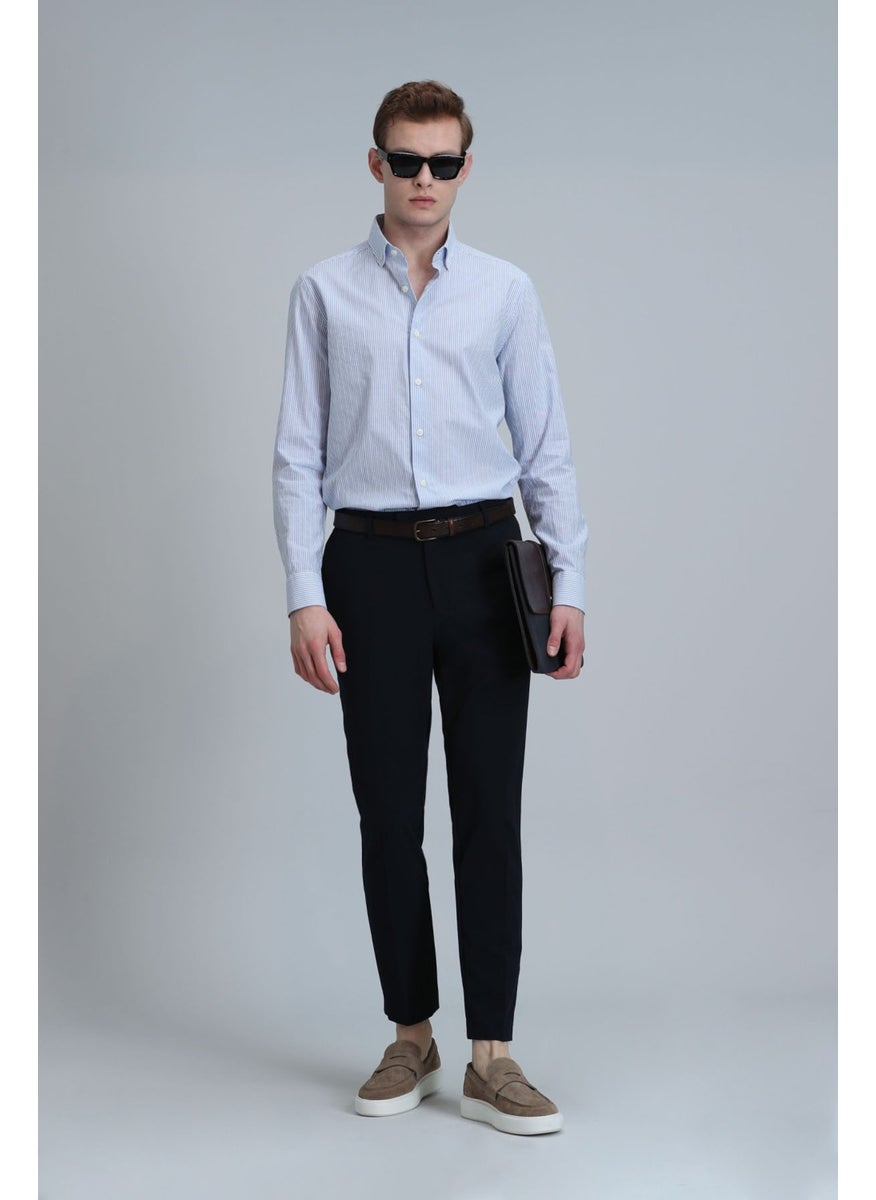 Lufian - Men's Hery Smart Chino Slim Fit Trousers 111190318 Navy Blue - Image 1