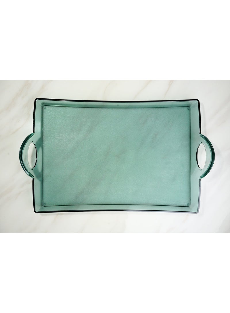 Saudi-Made Clear Polycarbonate Serving Tray with Handles – Elegant Decorative Tray for Coffee Tables, Tea Serving, and Storage – 49 × 30 × 4 cm – Heavy-Duty & Break-Resistant - Image 1