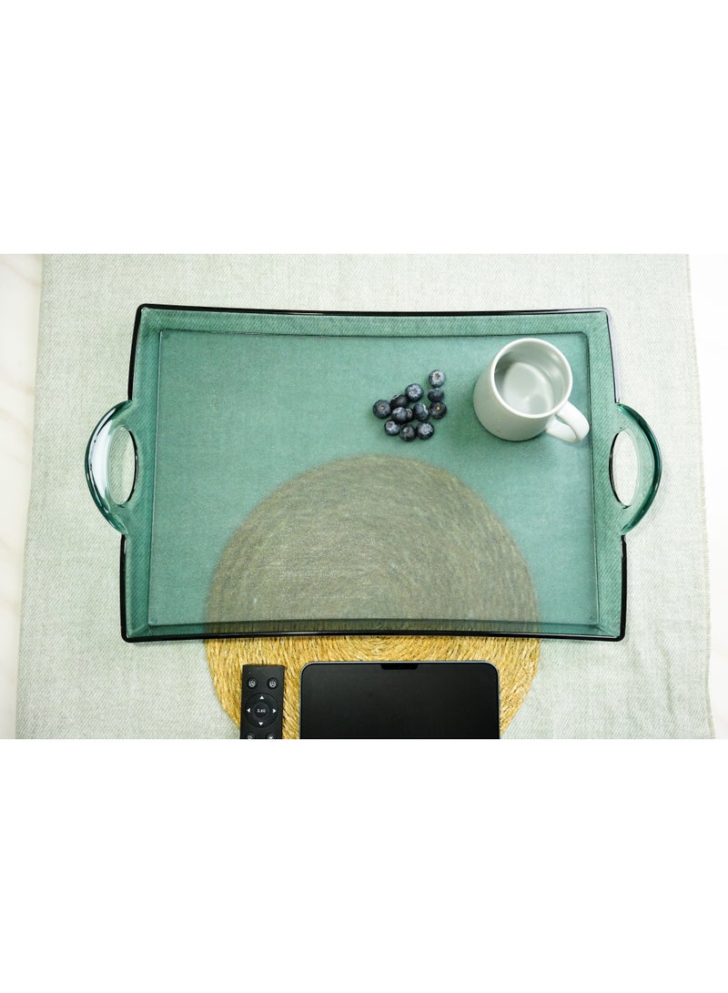 Saudi-Made Clear Polycarbonate Serving Tray with Handles – Elegant Decorative Tray for Coffee Tables, Tea Serving, and Storage – 49 × 30 × 4 cm – Heavy-Duty & Break-Resistant - Image 3