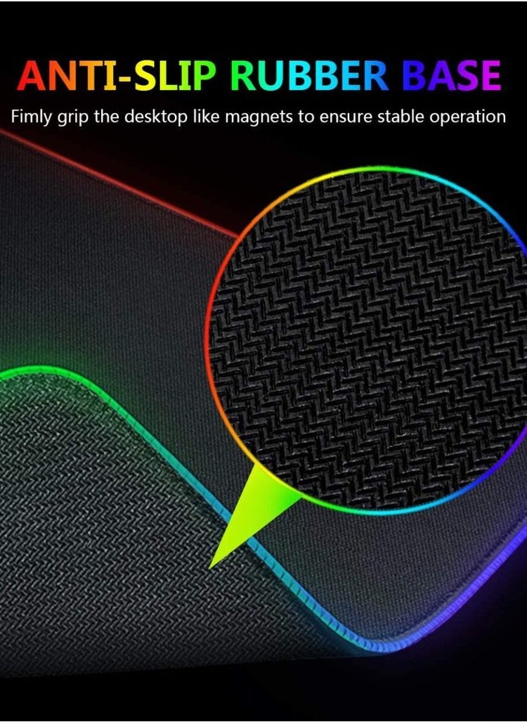 Generic - Gaming Mouse Pad with 14 Mode Spectrum Backlighting (7 Colors) - Steady Rubber Base - USB Powered, Plug & Play-SMALL SIZE - Image 1