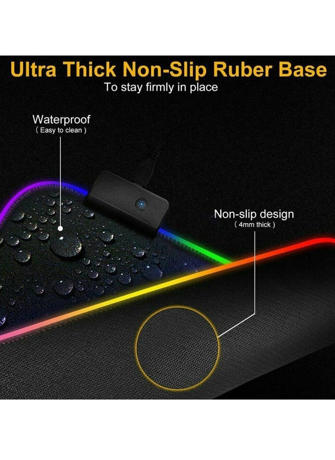 Generic - Gaming Mouse Pad with 14 Mode Spectrum Backlighting (7 Colors) - Steady Rubber Base - USB Powered, Plug & Play-SMALL SIZE - Image 1