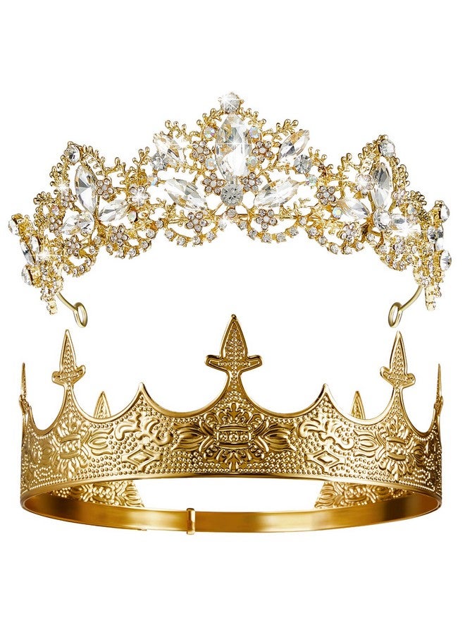 سوريو تاج ملكي عتيق من Sureio مكون من قطعتين للرجال، تاج ملكة باروكي لعيد الهالوين، تاج كريستالي لحفلات التخرج، إكسسوارات عصابة رأس (نمط أنيق) - Image 1
