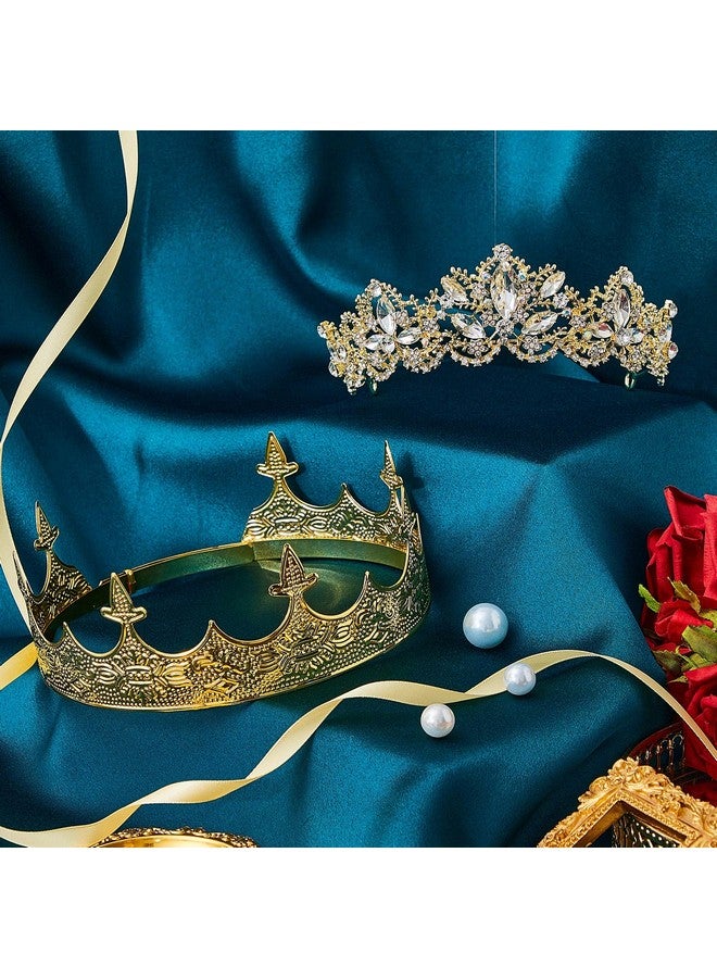 سوريو تاج ملكي عتيق من Sureio مكون من قطعتين للرجال، تاج ملكة باروكي لعيد الهالوين، تاج كريستالي لحفلات التخرج، إكسسوارات عصابة رأس (نمط أنيق) - Image 4