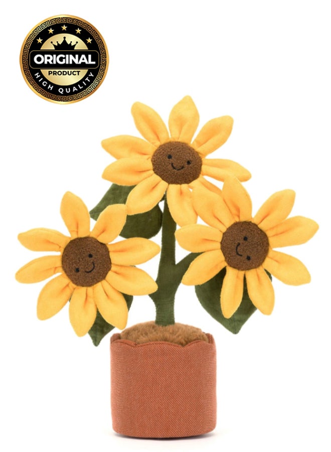 Jellycat دميّة عباد الشمس أميوزابلز - لعبة محشوة ناعمة بأرجل كوردية، هدية عيد الحب لطيفة للأطفال والبالغين، مجموعة جليكات، 34 سم - Image 1