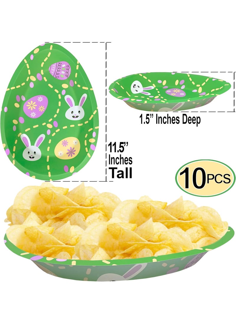 Anapoliz Easter Serving Trays  10 Pcs Plastic Easter Snack Trays  Easter Bunny Serveware  Easter Egg Party Serving Platter  Easter Party Decorations  Reusable Bunny  Eggs Design Chip Trays  by Anapoliz  - Image 2