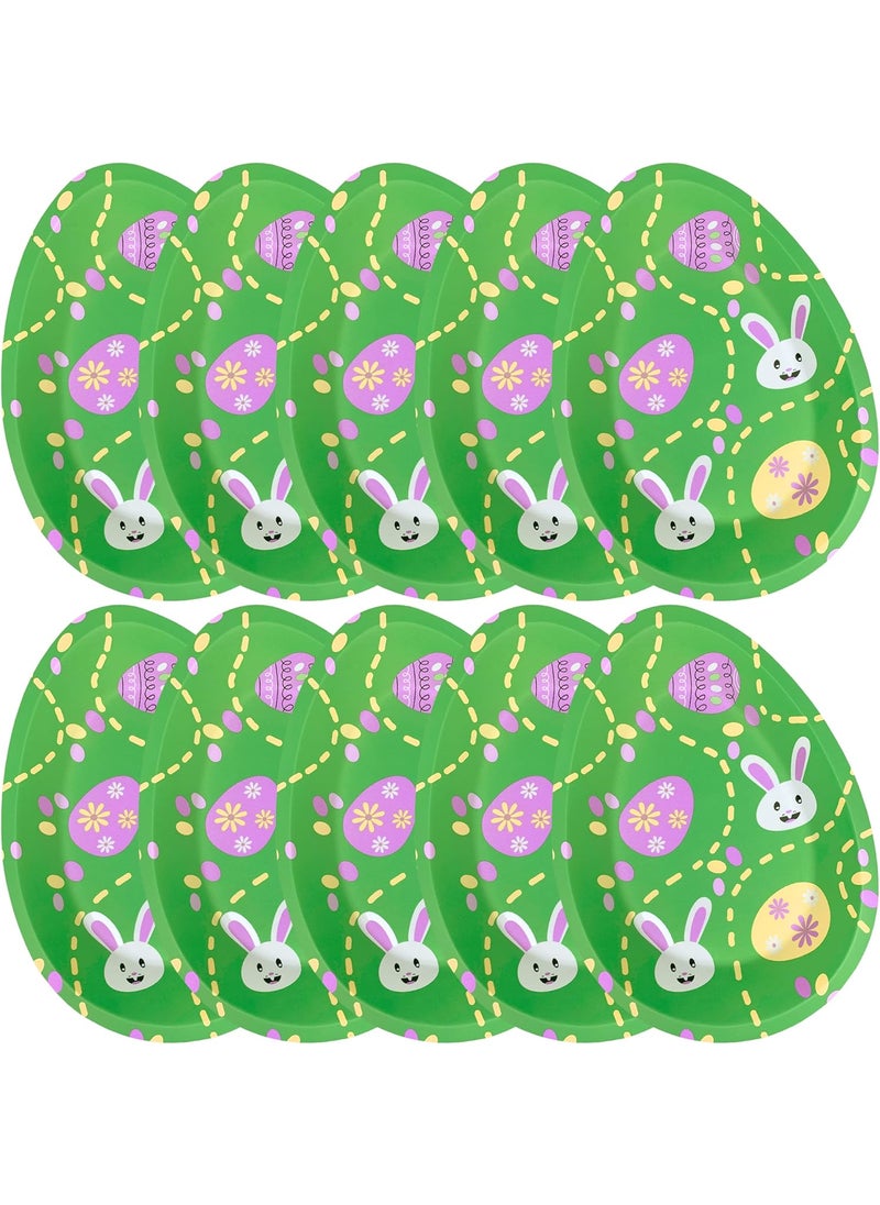 Anapoliz Easter Serving Trays  10 Pcs Plastic Easter Snack Trays  Easter Bunny Serveware  Easter Egg Party Serving Platter  Easter Party Decorations  Reusable Bunny  Eggs Design Chip Trays  by Anapoliz  - Image 1