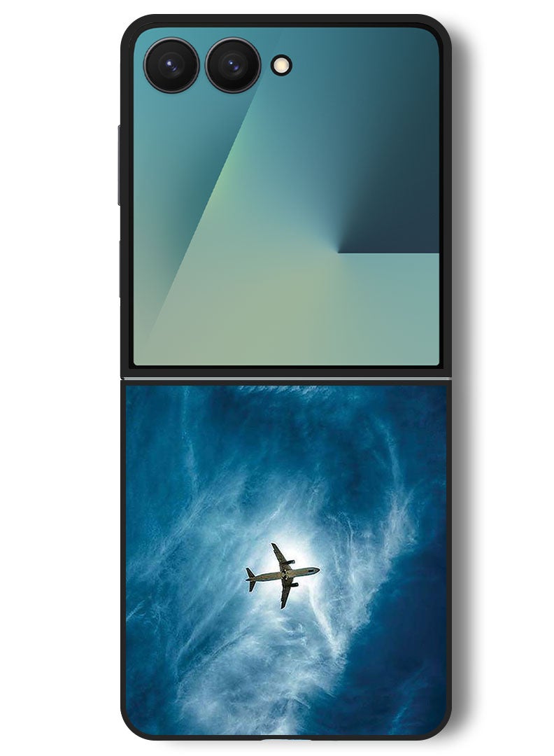 Theodor Case Compatible with Samsung Galaxy Z Flip 7 - 6.9 Inch Protection Shockproof Bumper Cover Plane In The Sky - Image 1