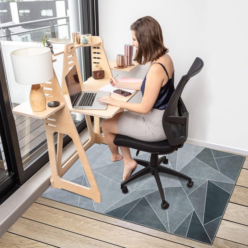 SAIKOOWA Office Chair Mat for Hardwood Floor & Low-Pile Carpet,36"*48" Highly Premium Quality Protector Floor Mat,Desk Chair Mat - Anti-Slip Carpet Chair Mats for Laminate/Tile Floor Black Grey - Image 2