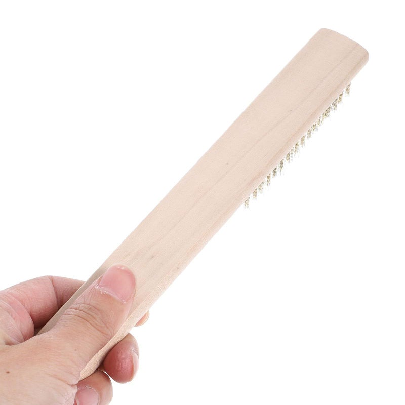 6 Row Brass Wire Brush Set With Wooden Handle For Metal Rust Cleaning And Paint Removal - Image 5