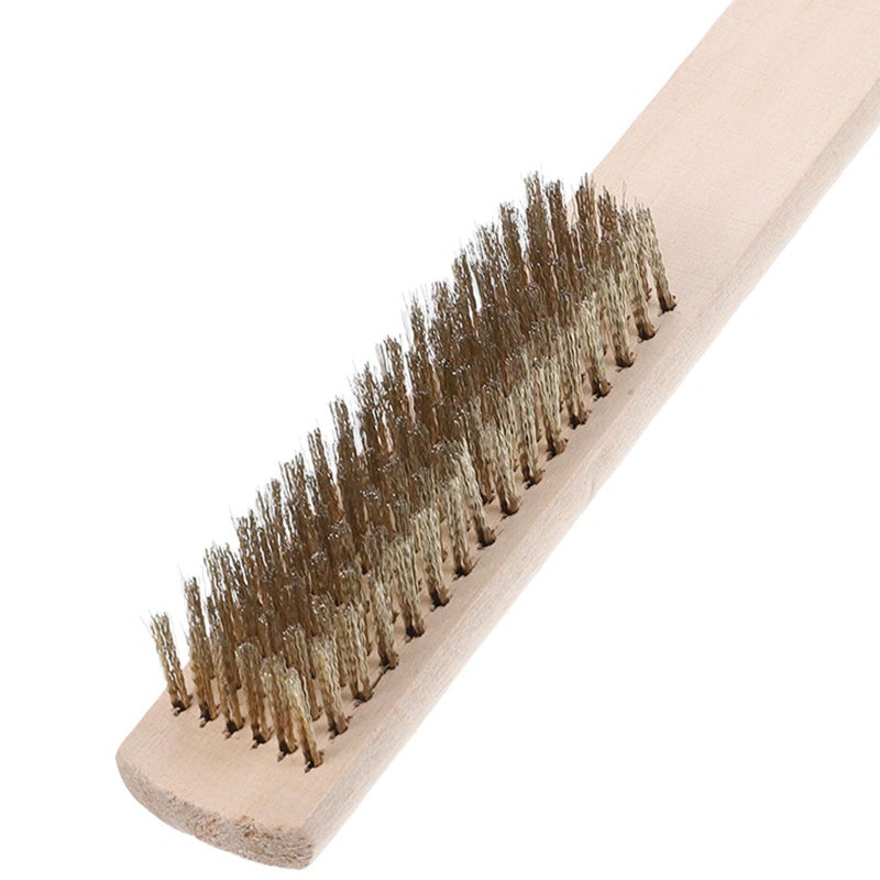 6 Row Brass Wire Brush Set With Wooden Handle For Metal Rust Cleaning And Paint Removal - Image 4