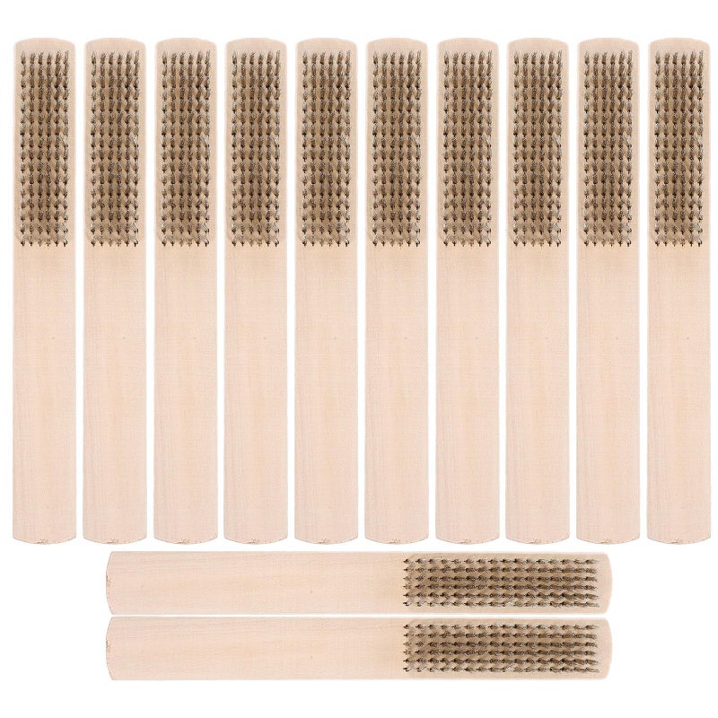 6 Row Brass Wire Brush Set With Wooden Handle For Metal Rust Cleaning And Paint Removal - Image 2