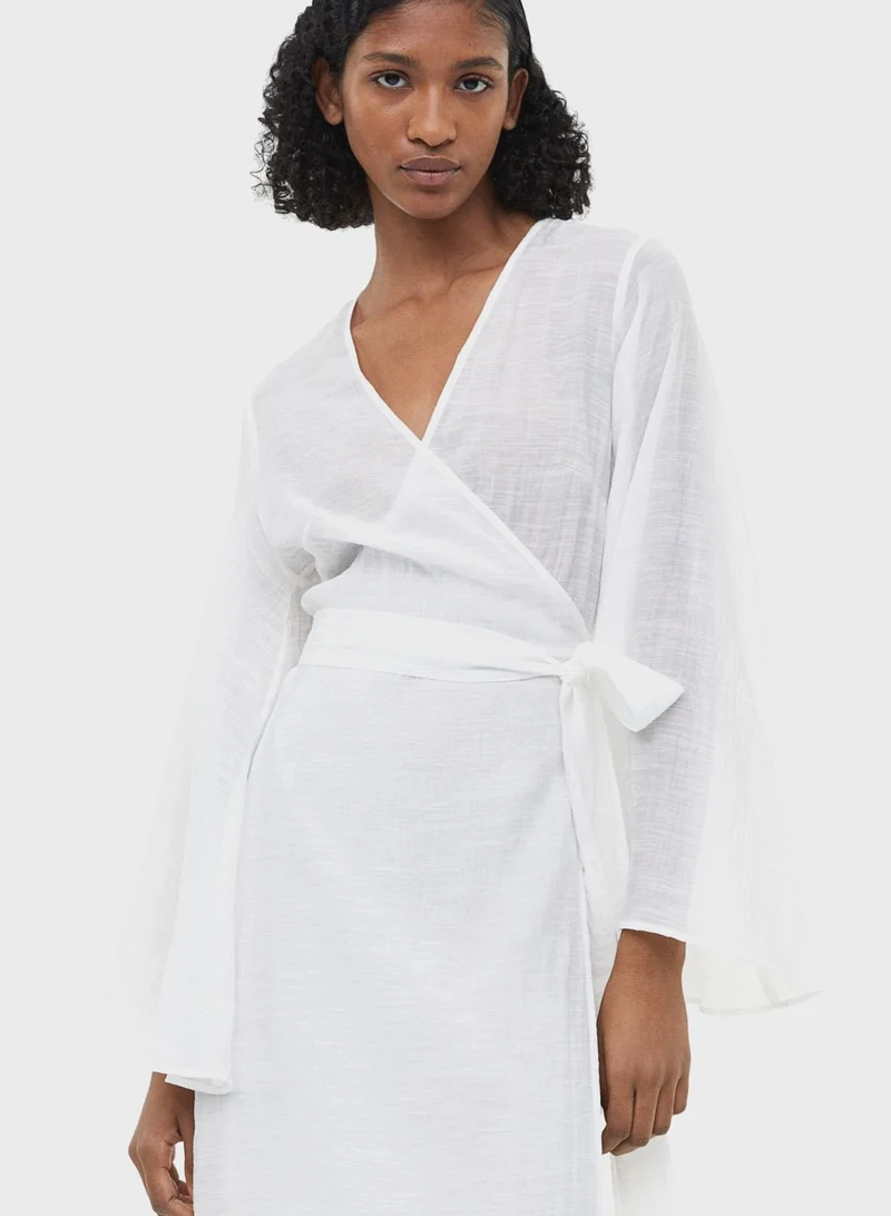 H&M White Wrap Dress