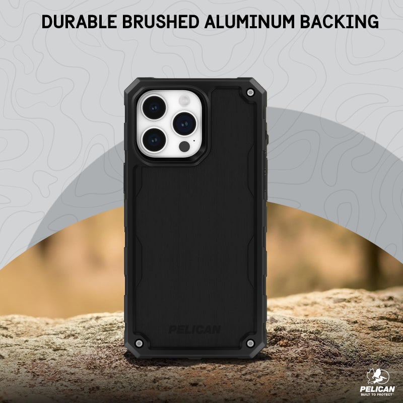 Pelican Shield iPhone 15 Pro Max Case - Compatible with MagSafe - 21FT Military-Grade Drop Protection - Rugged iPhone 15 Pro Max Phone Case with Belt Clip Holster - Brushed Aluminum - Image 5