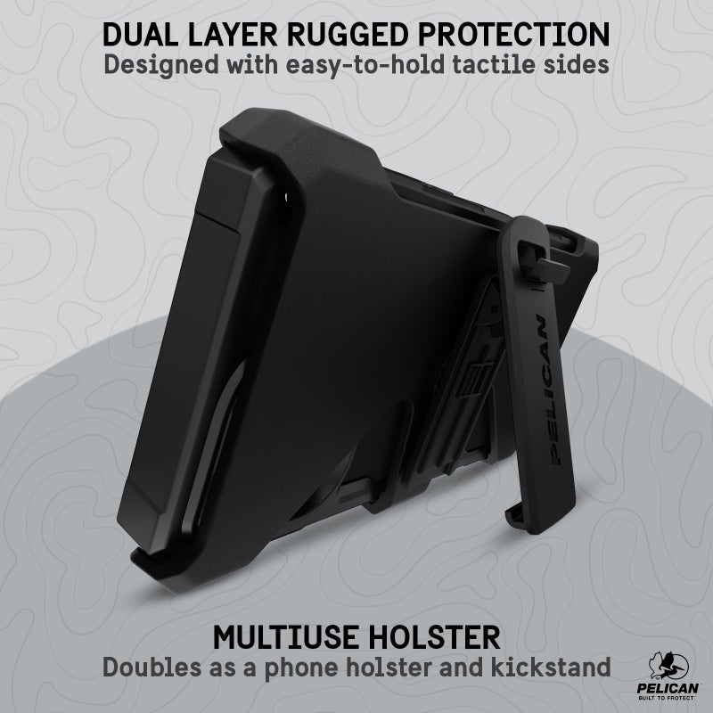 Pelican Shield iPhone 15 Pro Max Case - Compatible with MagSafe - 21FT Military-Grade Drop Protection - Rugged iPhone 15 Pro Max Phone Case with Belt Clip Holster - Brushed Aluminum - Image 3