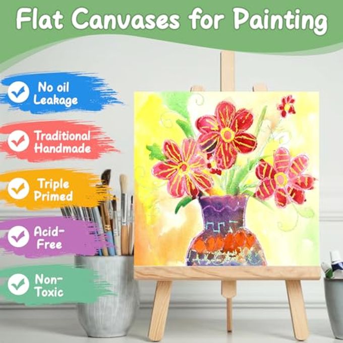 ESRICH Mini Canvases for Painting, 4x4In Canvas in Bulk 36 Pack Small Canvas Panels Cotton Paint Canvas Primed Acid Free Blank Canvas Boards for Oil, Watercolor, Acrylic, Gouache & Tempera - Image 3