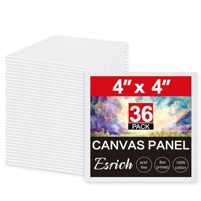 ESRICH Mini Canvases for Painting, 4x4In Canvas in Bulk 36 Pack Small Canvas Panels Cotton Paint Canvas Primed Acid Free Blank Canvas Boards for Oil, Watercolor, Acrylic, Gouache & Tempera - Image 4