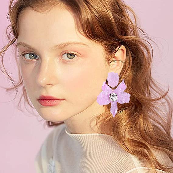 Artilady Boho Stud Earrings for Women - Chic Flower Statement Earrings with Gold Flower Bud, Great for Sister, Mom, Lover and Friends - Image 2